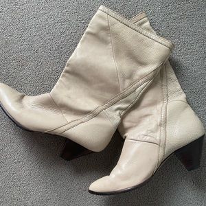 Beige leather boots